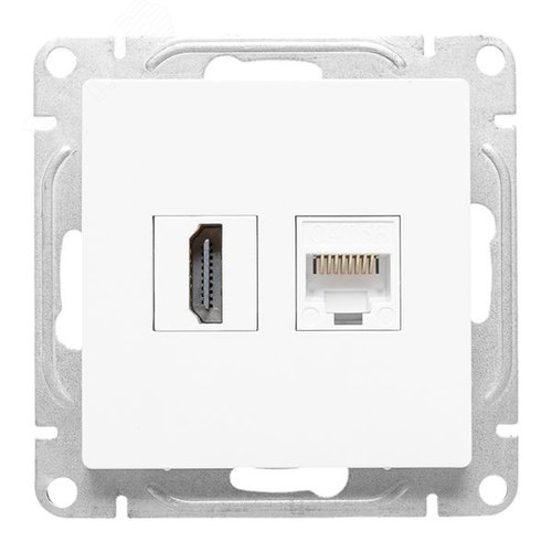 Механизм розетки HDMI+RJ45 (cat5), белый Эпика EKF - фото 2