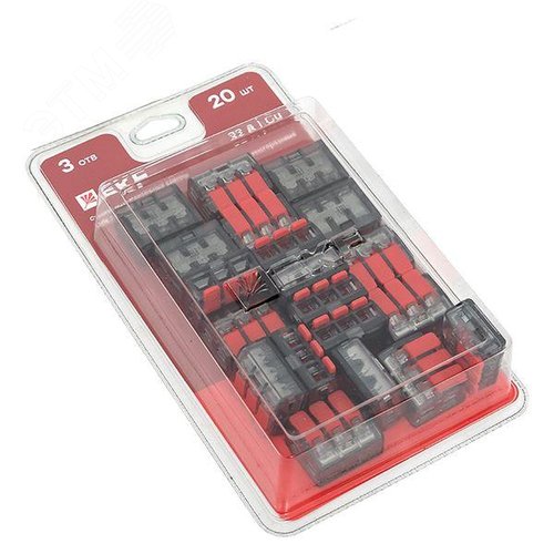 Клемма СМК 221-413 с рычагом 3 отверстия блистер (20шт.) EKF - фото 1