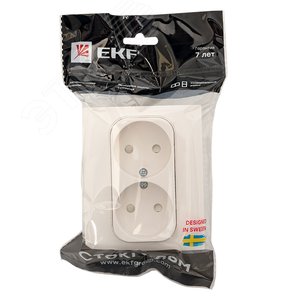 Стокгольм Розетка 2-местная б/з 10А белая с защ. штор. - фото 2