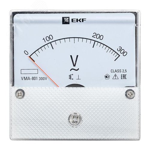 Вольтметр VM-A801 аналоговый на панель 80х80 круглый вырез 300 В прямое подключение - фото 2