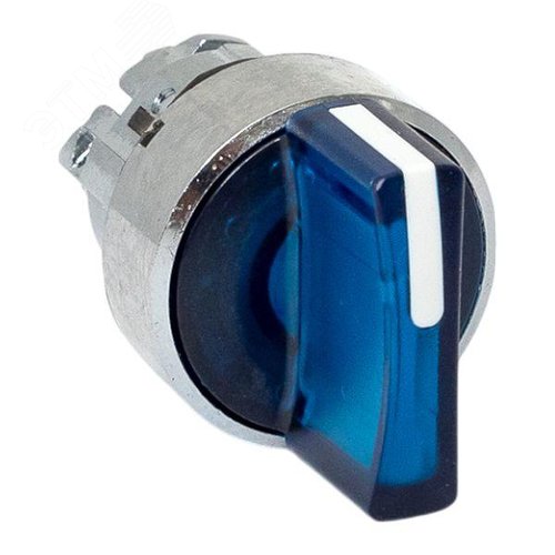 Исполнительный механизм переключателя S4 синий на 2 положения с фиксацией, с подсветкой с короткой ручкой IP65 - фото 1
