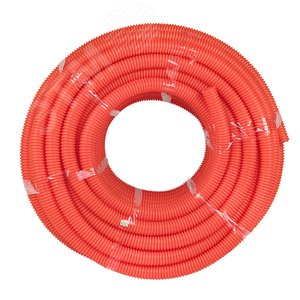 Труба ПНД гибкая гофр. д.40мм, тяжёлая с протяжкой, 20м, цвет оранжевый - фото 2