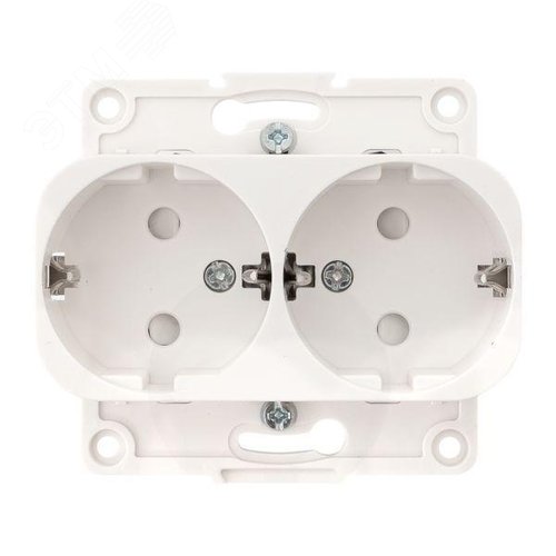 Стокгольм Механизм Розетки 2-местной с/з 16А белый с защ. штор. - фото 2
