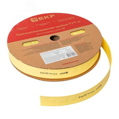 Термоусаживаемая трубка ТУТ нг 25/12,5 желтая рулон PROxima - фото 4