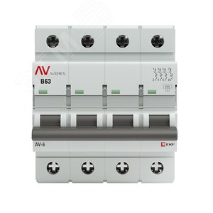 Выключатель автоматический AV-6 4P 63A (B) 6kA AVERES - фото 2