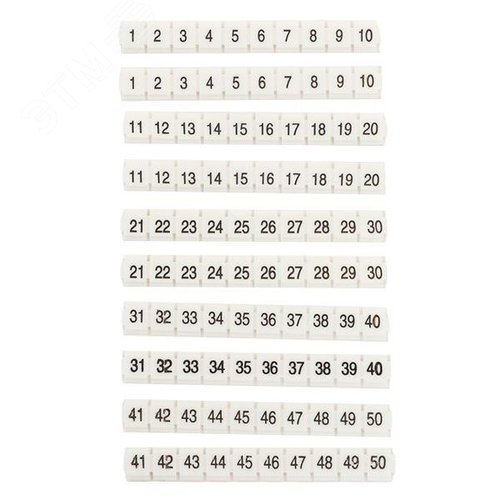 Маркеры для ST/Push-in 2,5 с нумерацией 1-50 для крепления сбоку (100 шт.) EKF - фото 2