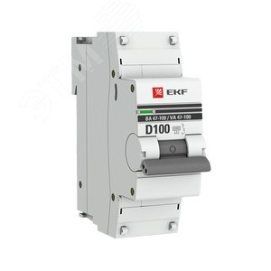 Автоматический выключатель ВА 47-100 1P 100А (D) 10kA PROxima mcb47100-1-100D-pro EKF