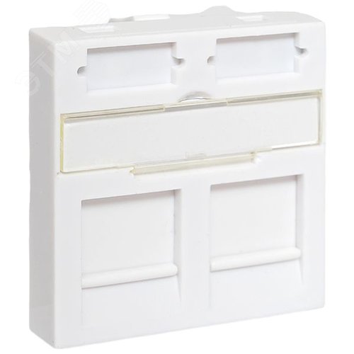 Изображение товара Вставка розеточная TERACOM PRO 45x45мм формат Mosaic на 2 модуля Keystone со шторками и маркерами белая (шт)