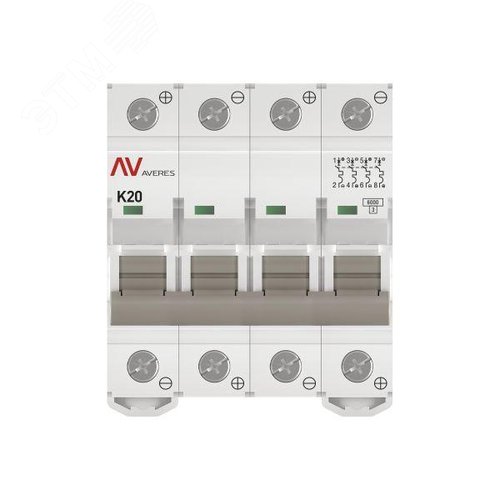 Выключатель автоматический AV-6 DC 4P 20A (K) 6kA AVERES - фото 3