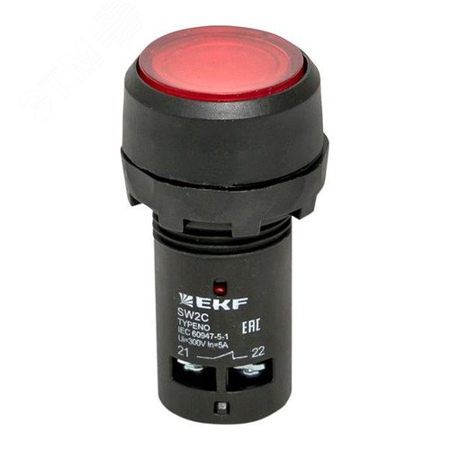 Кнопка SW2C-10D с подсветкой красная NC 230В - фото 2