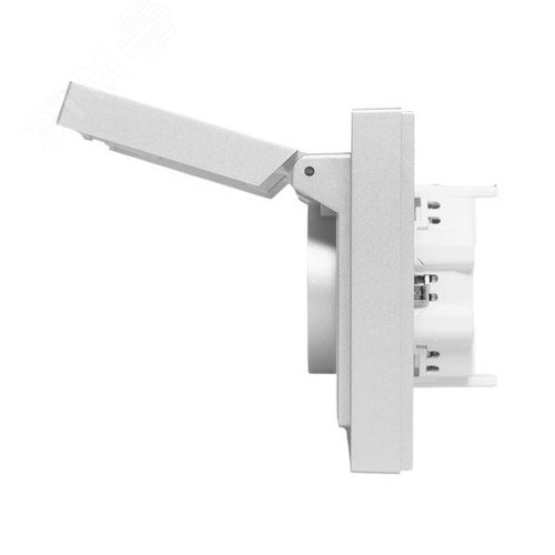 Эпика Механизм розетки двойной 16А IP44 с заземлением со шторками с рамкой с крышками алюминий EKF - фото 9