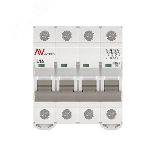 Выключатель автоматический AV-10 4P 16A (L) 10kA AVERES - фото 3