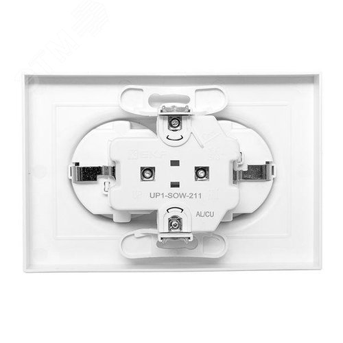 Эпика Механизм розетки двойной 16А с заземлением со шторками с рамкой белый EKF - фото 4