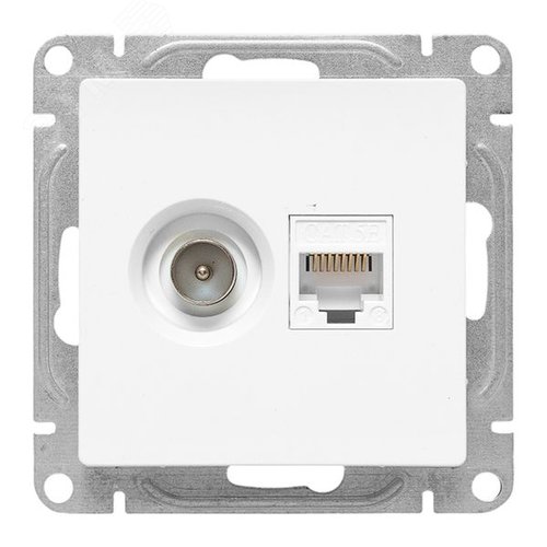 Механизм розетки TV+RJ45 (cat5) белый Эпика EKF - фото 2