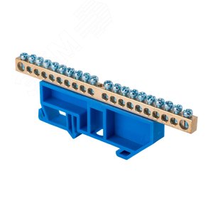 Шина нулевая 63.20 изолятор на DIN-рейку латунь - фото 1