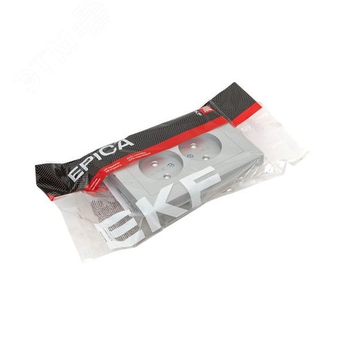 Эпика Механизм розетки двойной 16А без заземления со шторками с рамкой алюминий EKF - фото 8