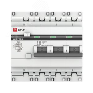 Выключатель автоматический дифференциальный АД-32 4п 50А 100мА С PROxima DA32-50-100-4P-pro EKF - 3