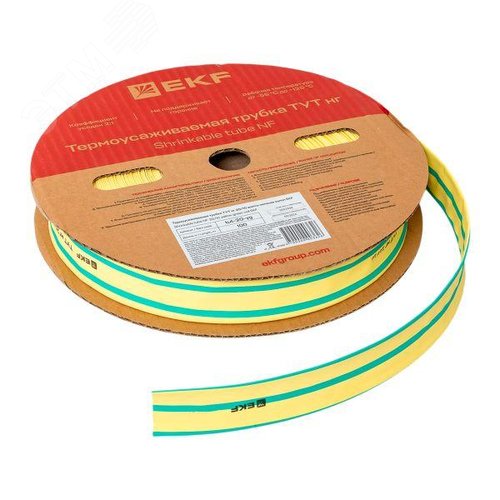 Трубка термоусаживаемая ТУТ нг 20/10 жел-зел рулон PROxima - фото 4