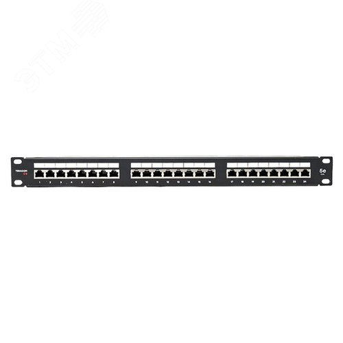 Патч-панель TERACOM PRO 19'' Cat.5E 1U полный экран STP 24 порта RJ-45 Dual IDC с органайзером - фото 2