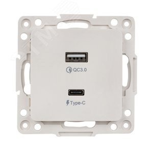 Стокгольм Механизм Розетки с 2USB type-A + type-C белый - фото 2