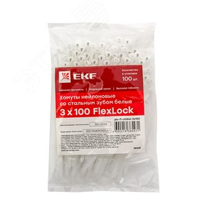 Хомут нейлоновый со стальным зубом (б), 3x100 (100шт) PROxima - фото 3