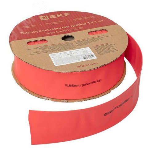 Трубка термоусаживаемая ТУТ нг 50/25 красная рулон PROxima - фото 4