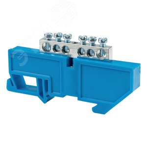 Шина 0 N (6x9мм) 6 отв. цинк синий изолятор на DIN-рейку - фото 1