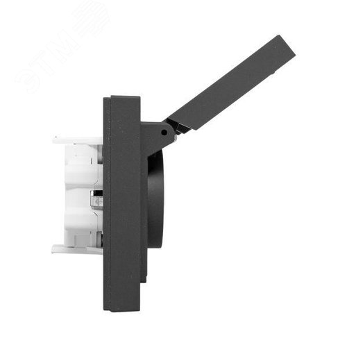 Эпика Механизм розетки двойной 16А IP44 с заземлением со шторками с рамкой с крышками черный EKF - фото 7