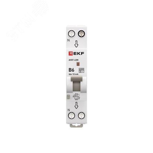 Выключатель автоматический дифференциального тока АВДТ-63М 1P+N (18 м) 6А 10мА характеристика B тип АС электронный 6кА PROXIMA - фото 4