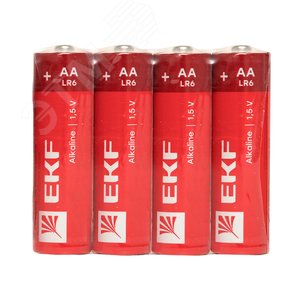 Батарейка алкалиновая типа АА(LR6) шринк 4шт. LR6-SR4 EKF