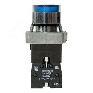 Кнопка BA61 с подсветкой 230В синяя NO IP65 PROxima - фото 3