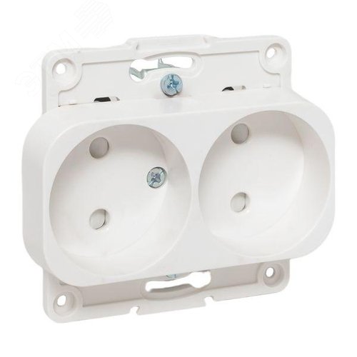 Изображение товара Стокгольм Механизм Розетки 2-местной б/з 10А белый с защ. штор. (шт)