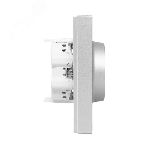 Эпика Механизм розетки двойной 16А с заземлением без шторок с рамкой алюминий EKF - фото 3