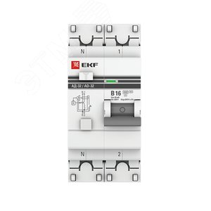 Дифференциальный автомат АД-32 1P+N 16А/10мА (хар. B, AC, электронный, защита 270В) 4,5кА PROxima DA32-16-B-10-pro EKF - 3
