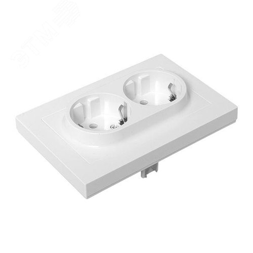 Эпика Механизм розетки двойной 16А с заземлением без шторок с рамкой белый EKF - фото 6