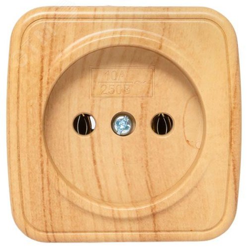 Розетка 1-местная ОП Минск 10А без заземления светлое дерево - фото 2