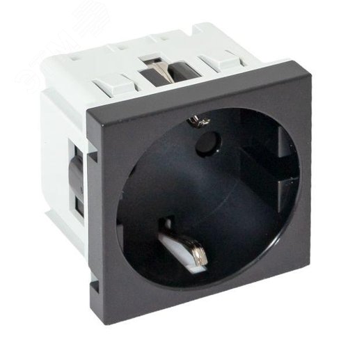 Розетка 45х45 с зазем., с защ. шторками, 90 градусов, черная, матовая EKF - фото 7