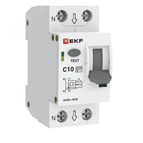 Устройство защиты от дугового пробоя (УЗДП) с автоматическим выключателем 1P+N 10А (C) 6кА PROXIMA EKF - фото 1