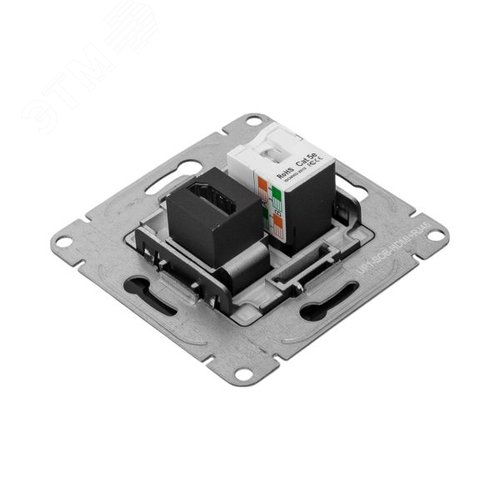 Механизм розетки HDMI+RJ45 cat5 чёрный Эпика EKF - фото 7