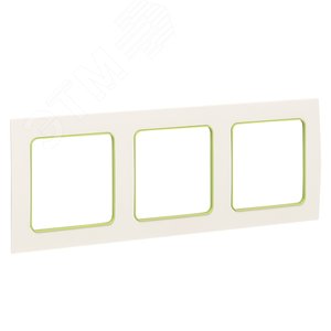 Стокгольм Рамка 3-местная белая с линией цвета зеленый - фото 3