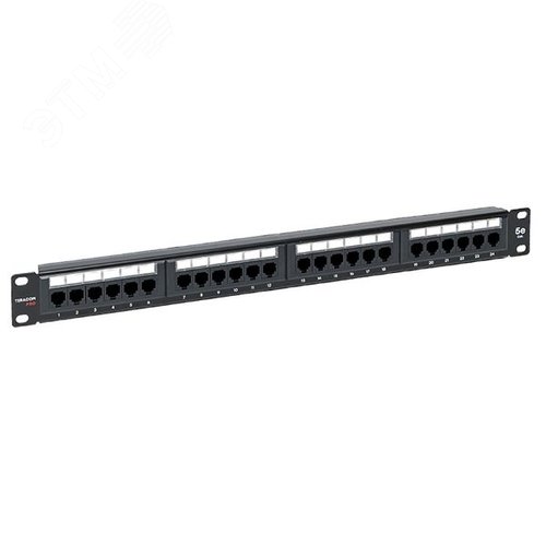 Патч-панель TERACOM PRO 19'' Cat.5E 1U неэкранированная UTP 24 порта RJ-45 Dual IDC - фото 1