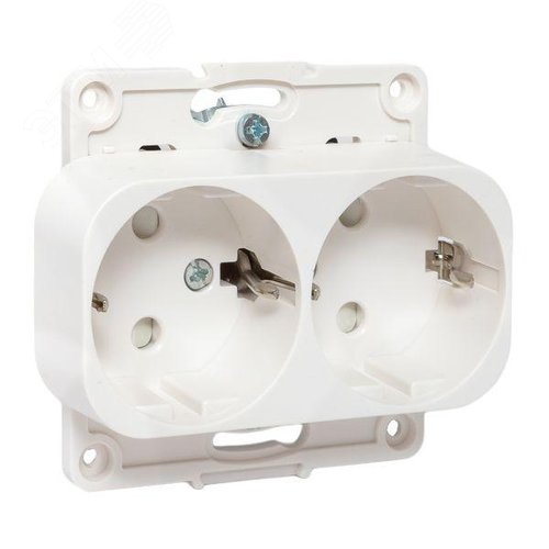 Изображение товара Стокгольм Механизм Розетки 2-местной с/з 16А белый с защ. штор. (шт)