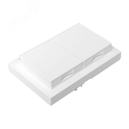 Эпика Механизм розетки двойной 16А IP44 с заземлением со шторками с рамкой с крышками белый EKF - фото 11