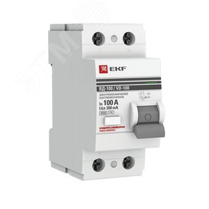 Выключатель дифференциального тока (УЗО) ВД-100 2P 100А/300мА (электромеханическое) PROxima elcb-2-100-300-em-pro EKF