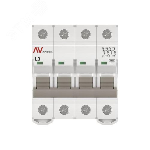 Выключатель автоматический AV-10 4P 3A (L) 10kA AVERES - фото 3