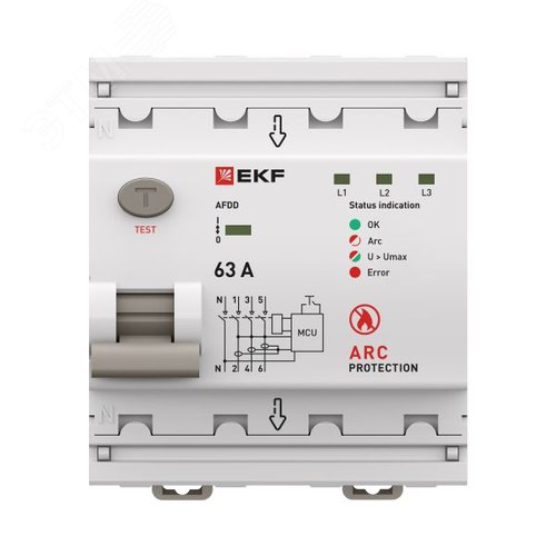 Устройство защиты от дугового пробоя (УЗДП) 3P+N 63А PROXIMA EKF - фото 1