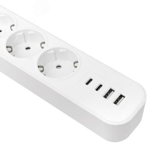 Удлинитель LUX 5 гнезд 2USB 2,4А+2type-C 1,5 метра 1,5мм2 - фото 6