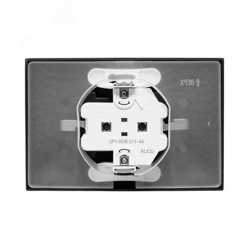 Эпика Механизм розетки двойной 16А IP44 с заземлением со шторками с рамкой с крышками черный EKF - фото 8