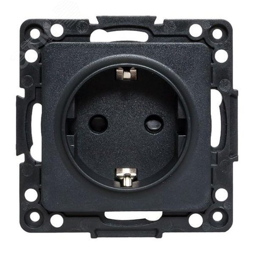 Стокгольм Механизм Розетки 1-местной с/з 16А черный с защ. штор. - фото 2