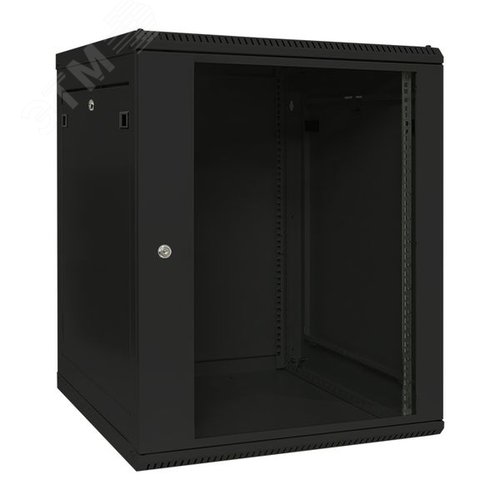 Изображение товара Шкаф настенный 19' TERACOM PRO 15U 600х600 мм дверь стеклянная с замком-ручкой чёрный (шт)